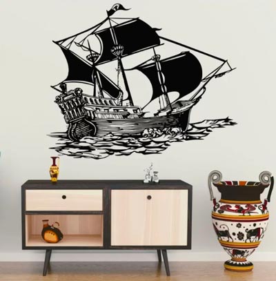 pintura de un barco pirata